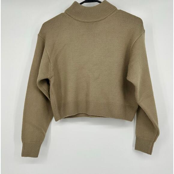Aritzia Wilfred Free Harper Merino wool cropped Sweater Size 2XS taupe - Picture 2 of 7